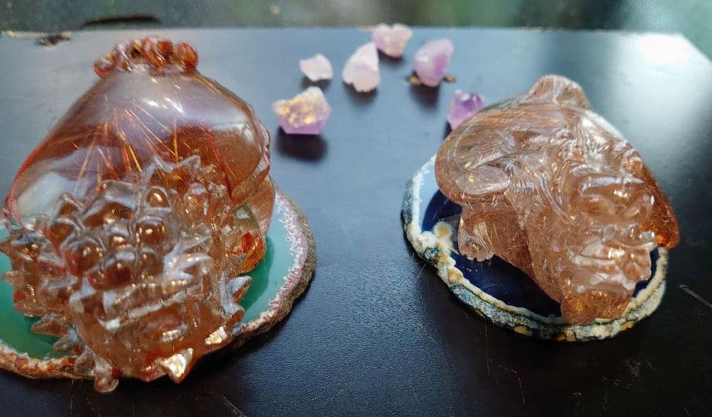 超希少❖手彫龍亀双頭鎮座✤水晶最高峰ヒマラヤ水晶高密レッドルチルクォーツ