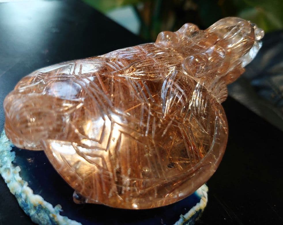 超希少❖手彫龍亀双頭鎮座✤水晶最高峰ヒマラヤ水晶高密レッドルチルクォーツ