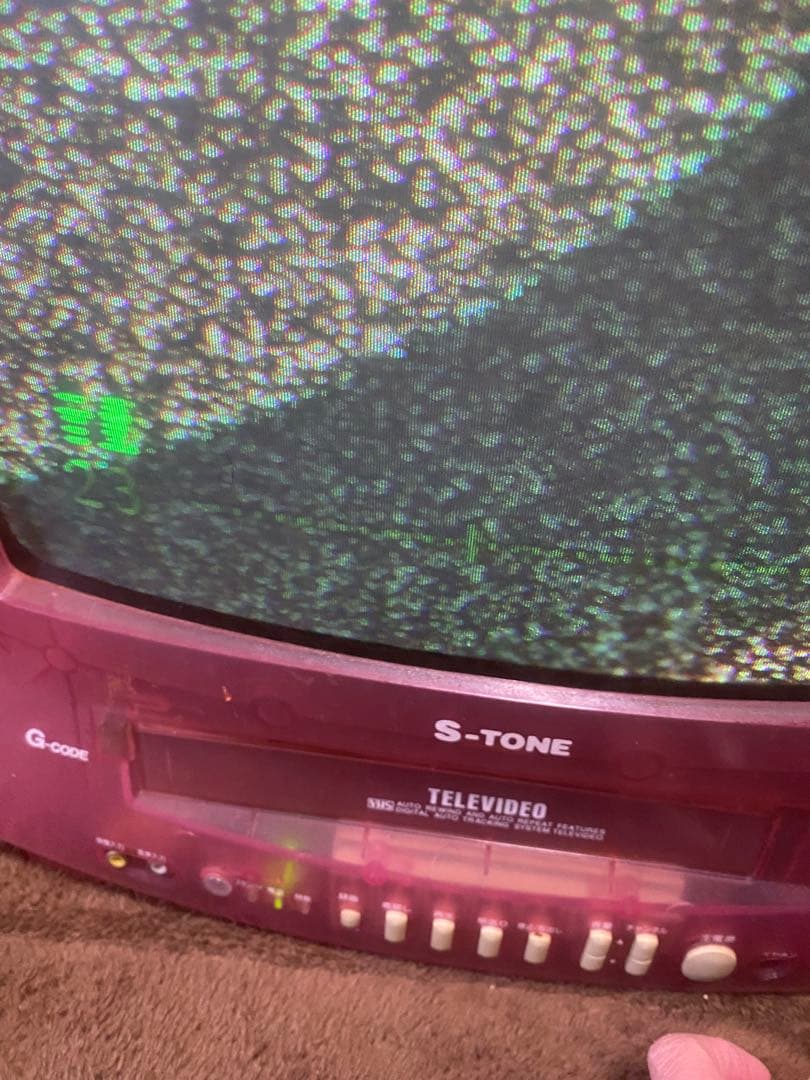 ブラウン管テレビ VHS レトロ ピンク　スケルトン