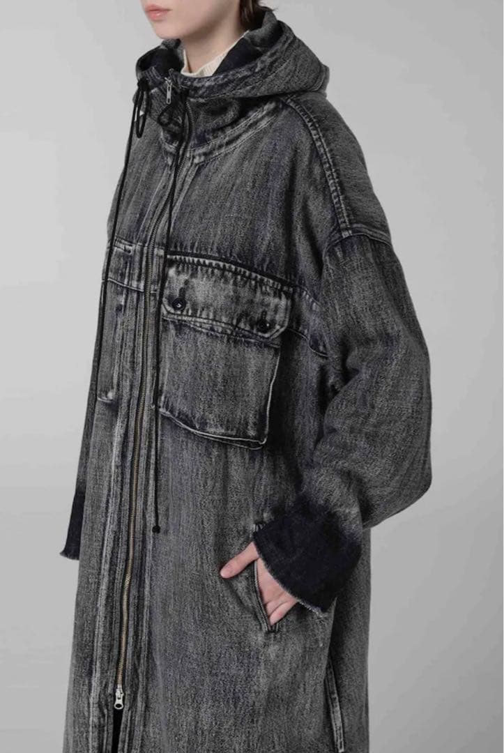 ワイズ デニムフーデットコートドレス y's HOODED COAT DRESS
