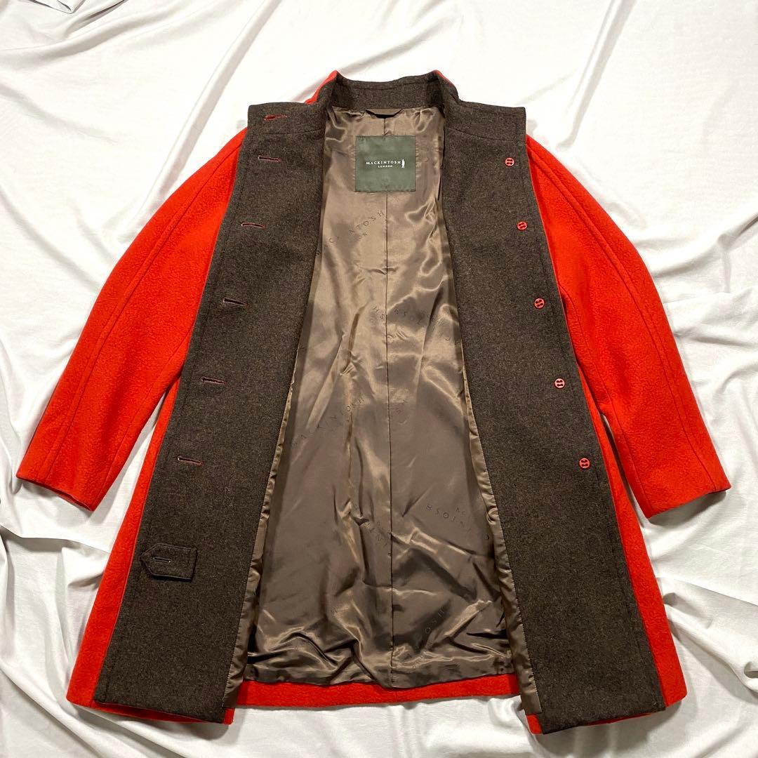 マッキントッシュロンドン　スタンドカラーコート　鮮やかな赤コート　イタリア製生地