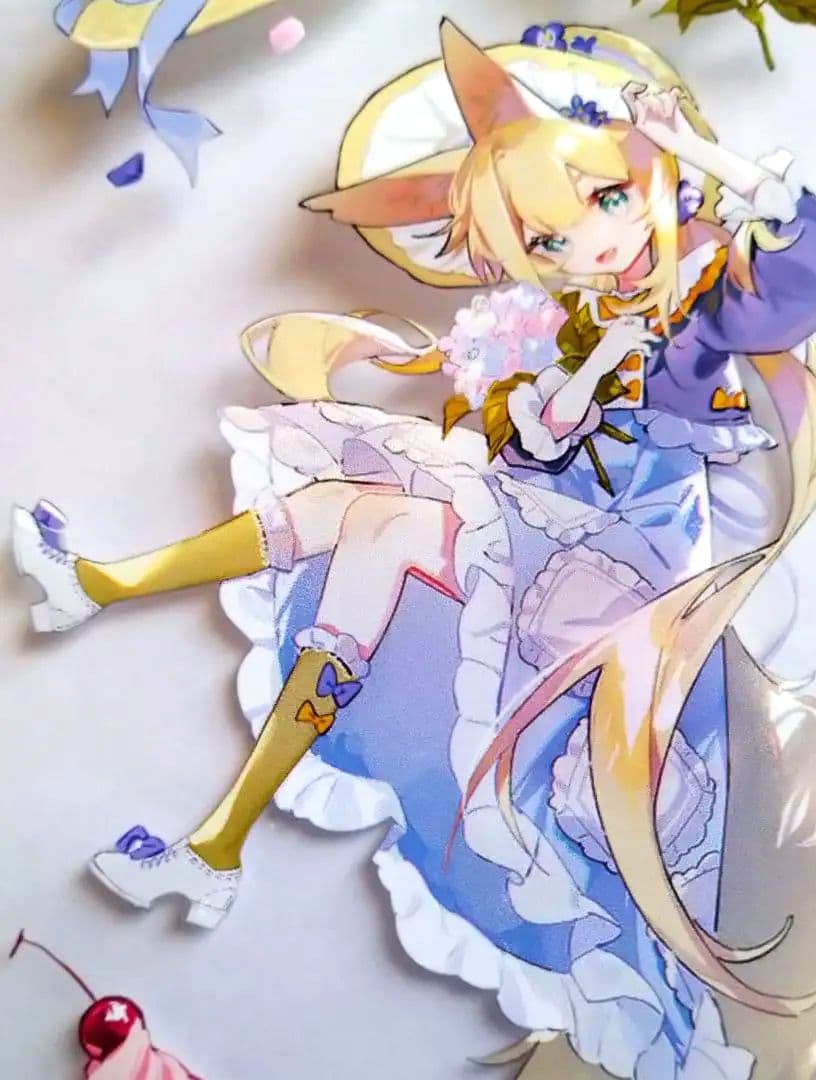 のこり１✩J18＃朝顔(PET)照妖鏡手帳切り売り海外人物マステケモ耳女の子