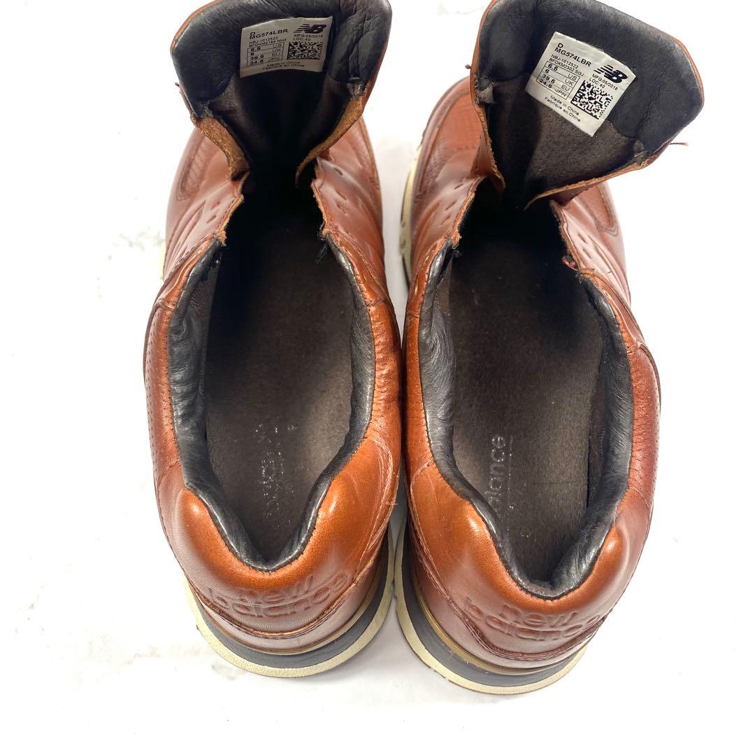 【美品】New Balance ゴルフシューズ ブラウン 天然皮革 24.5