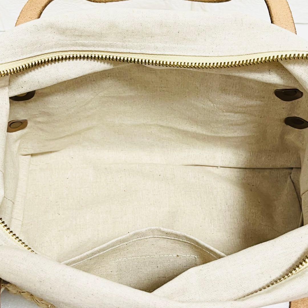 【完売品】クレドラン かごバッグ ボックス型 ファスナー 帆布 異素材ミックス