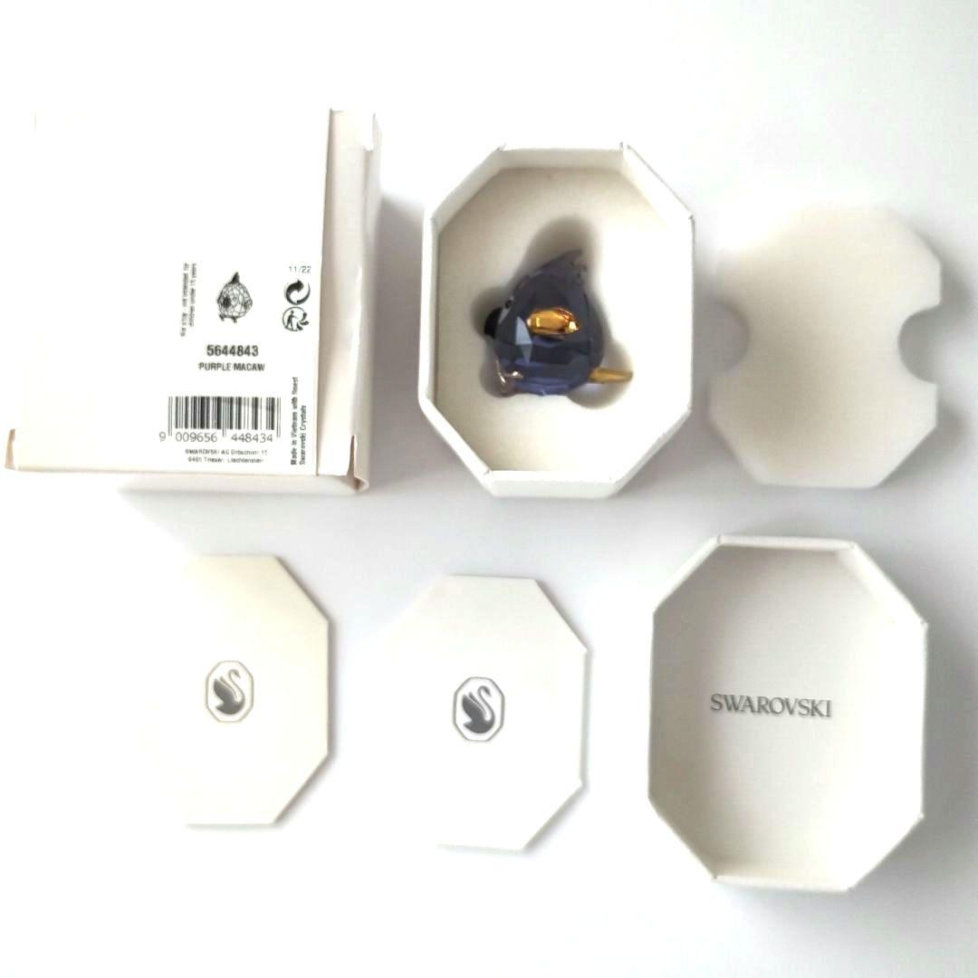 【新品】SWAROVSKI スワロフスキーコンゴウ インコ 鳥 パープル 希少