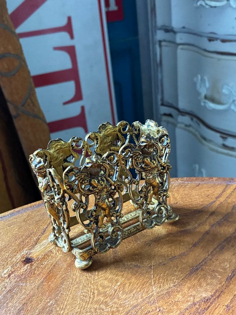 フランス　アンティーク　オルモル　香水瓶　ホルダー　真鍮　エンジェル　天使　レア