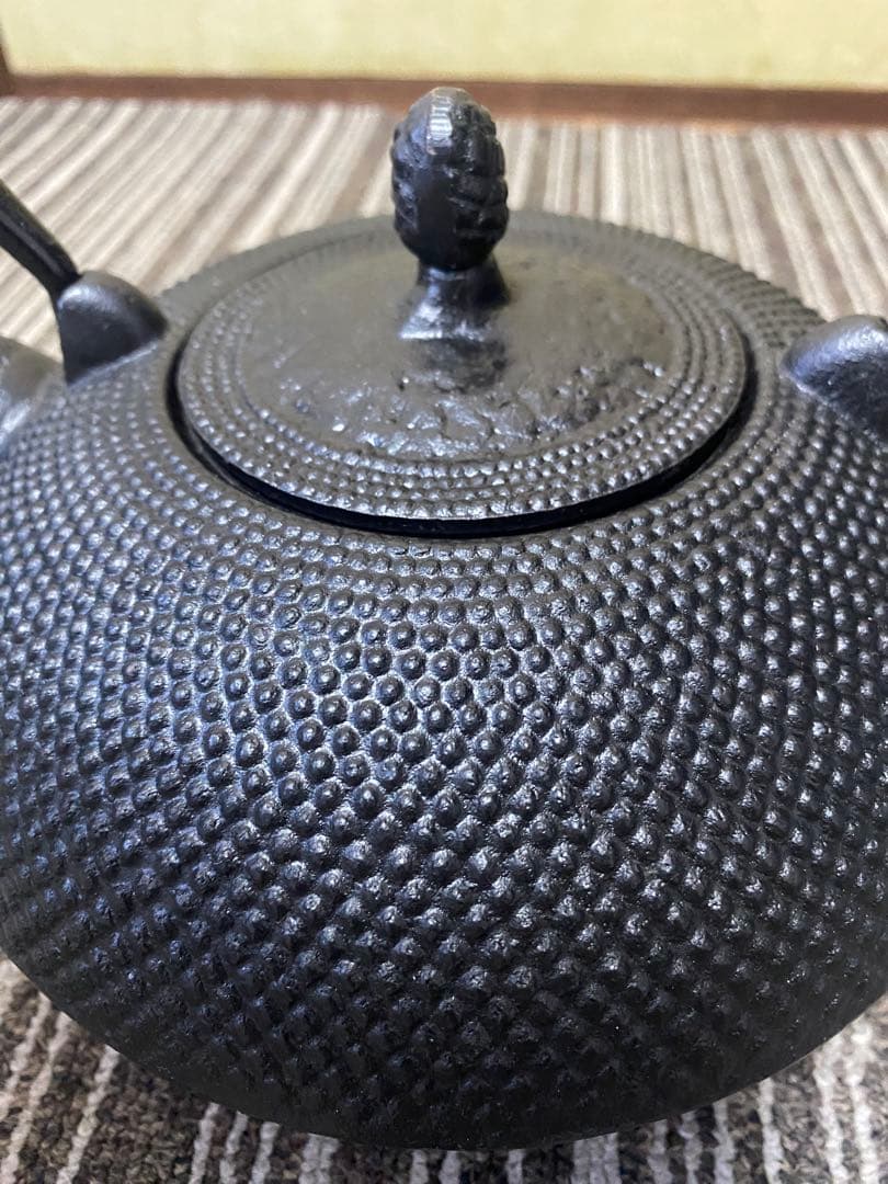 日本製　未使用　特大アラレ鉄瓶　鉄瓶　鉄器　 急須　茶道具　鉄鋳物製　イシガキ産