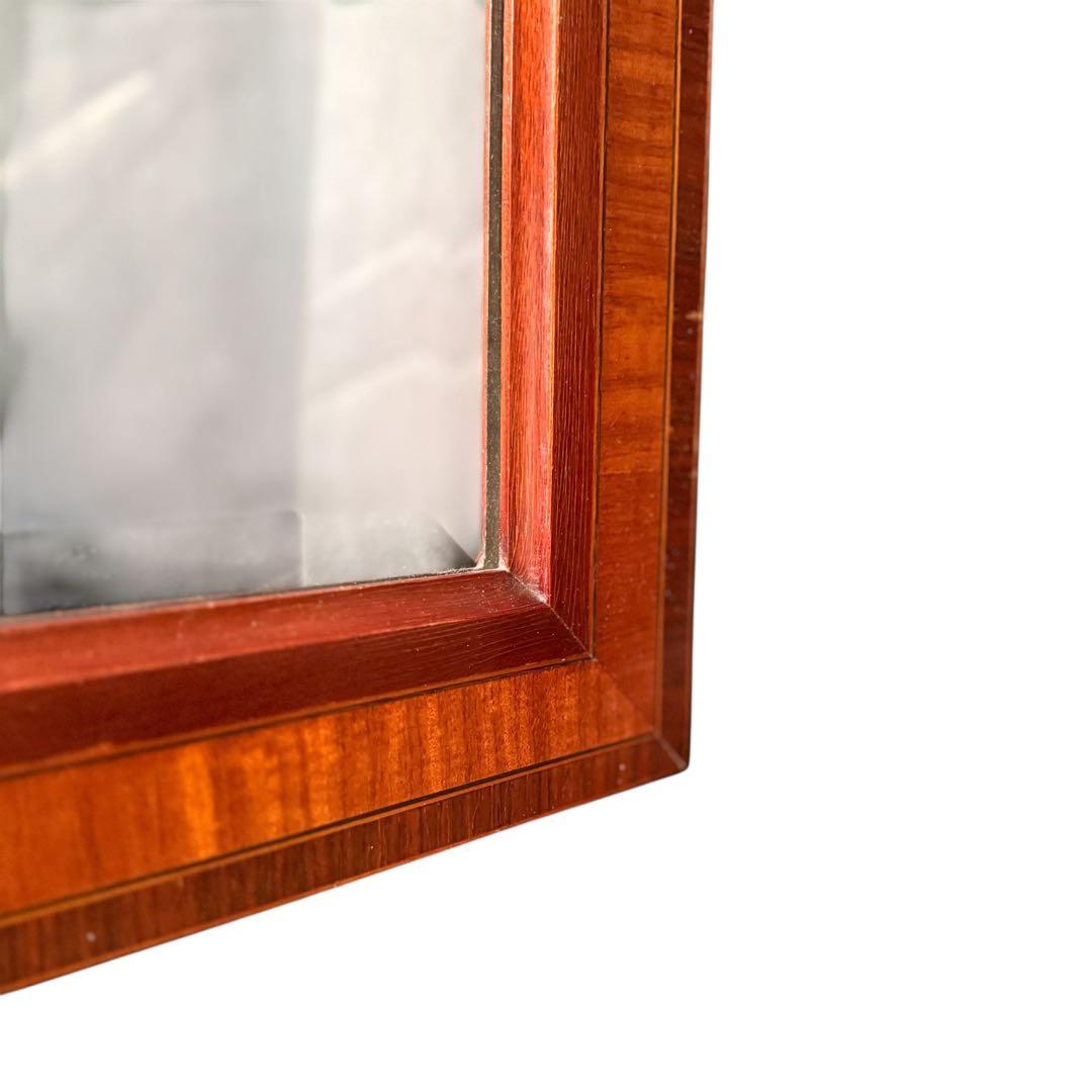 HR583 【希少アンティーク】マホガニー　ウッドウォールミラー