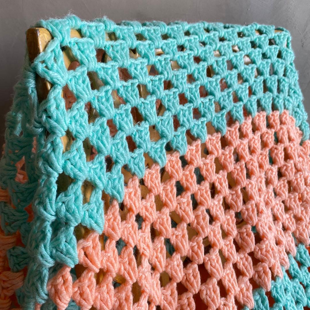 【1970s USA vintage】グラニーブランケット クロシェ パステル