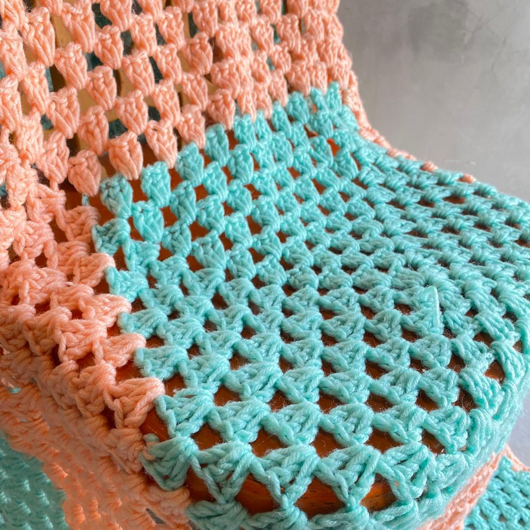 【1970s USA vintage】グラニーブランケット クロシェ パステル