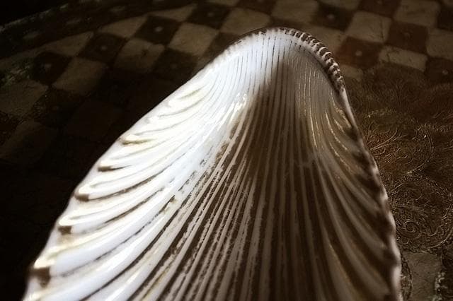 19世紀 金の貝と大きなラヴィエb パリ窯 プレート シェル アンティーク