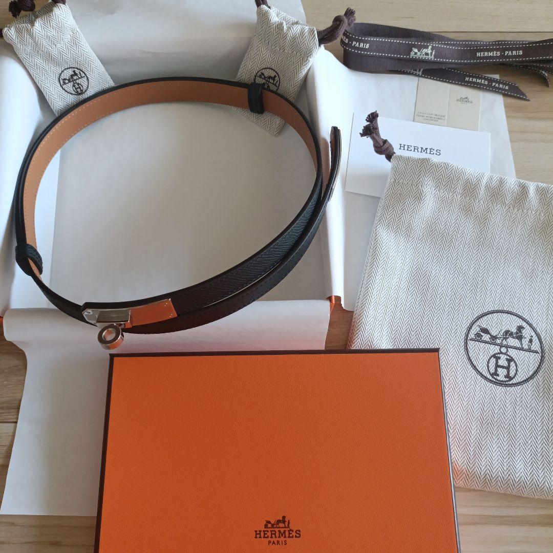 【新品】エルメス ケリー ベルト ブラック シルバー金具