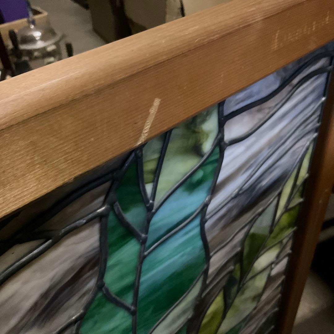 ステンドガラスのパネル葡萄ぶどう　カエル蛙