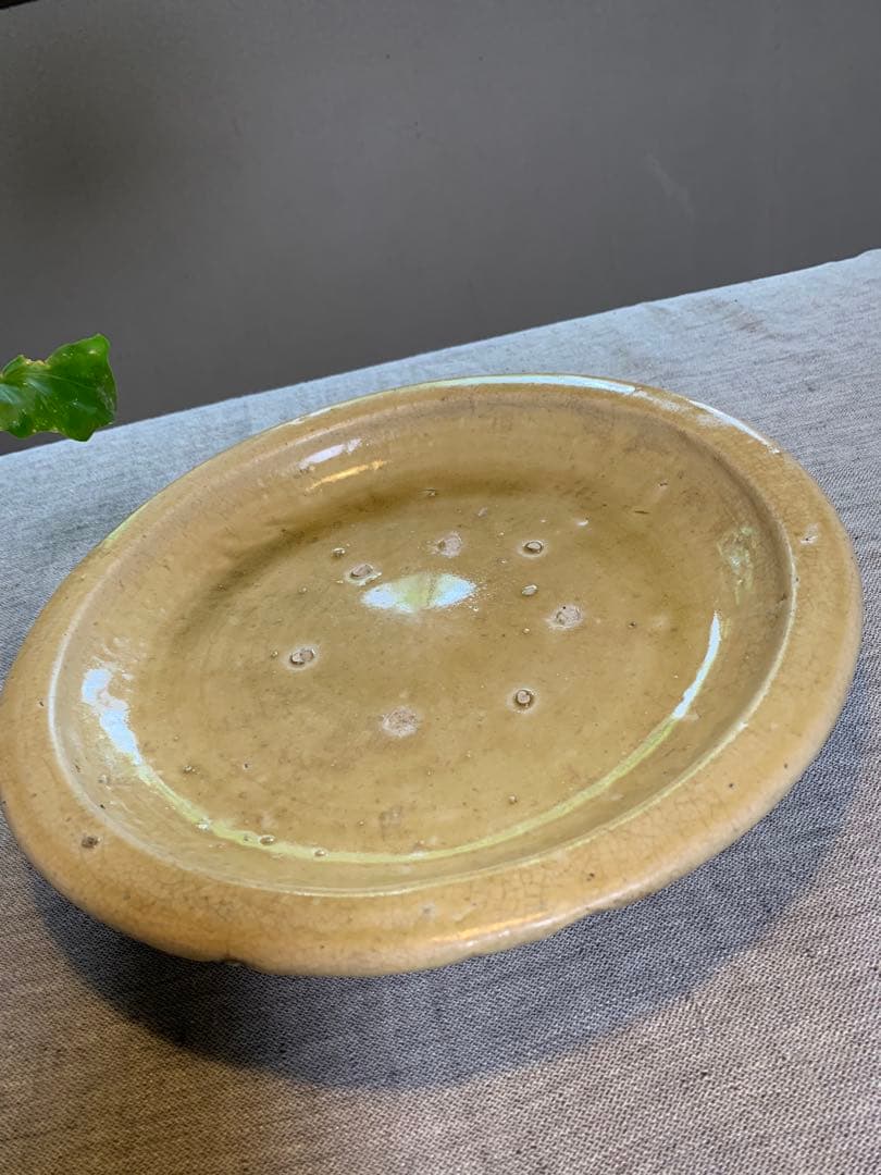 黄瀬戸　石皿　古瀬戸　大皿　大鉢　37cm 江戸