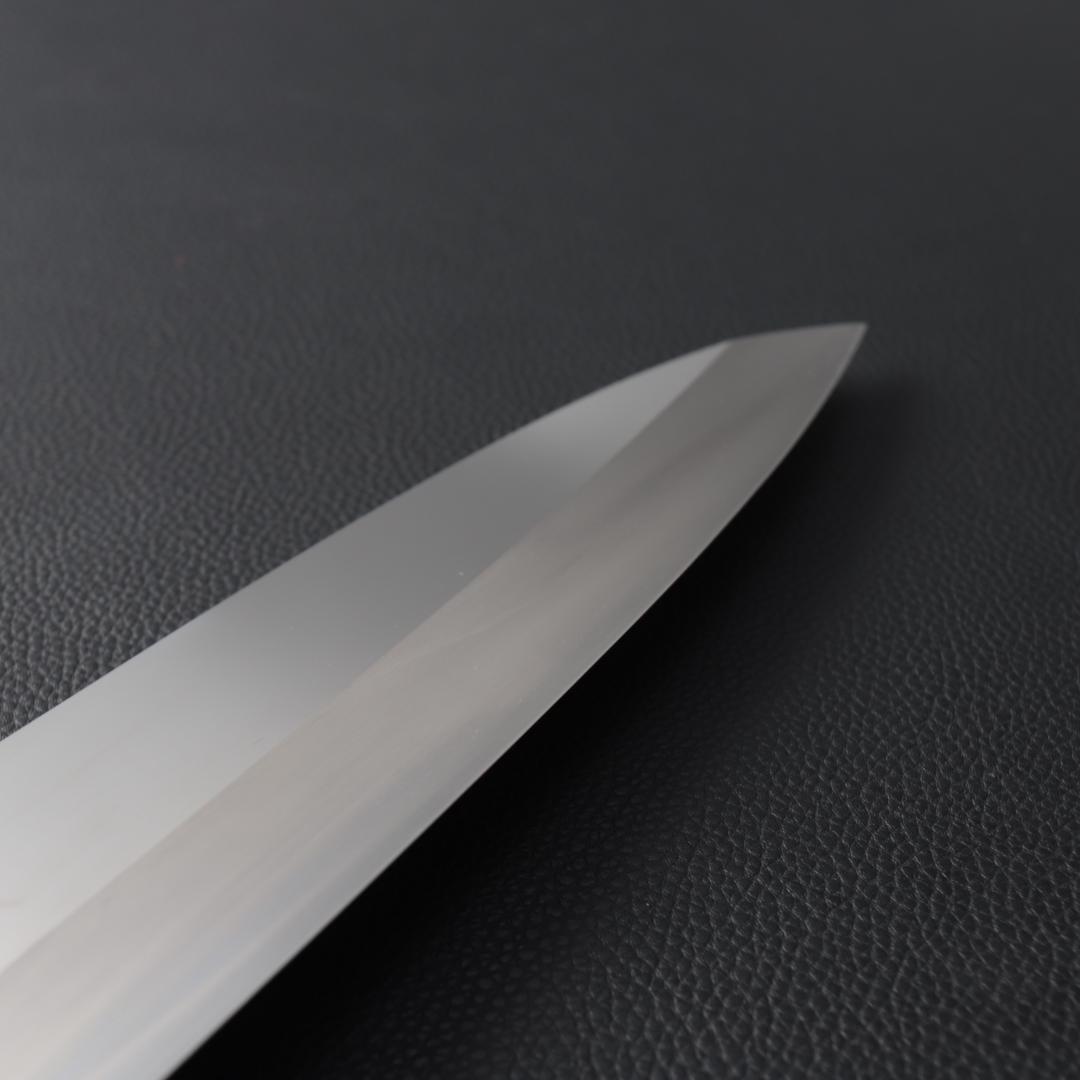 10697出刃包丁 7寸 鏡面仕上げ 刺身包丁 和包丁 黒檀黒水牛角八角柄