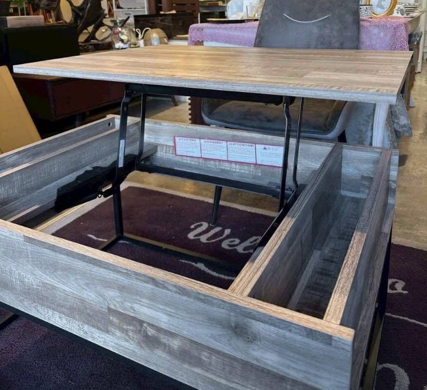 iΦ【 美品 】Ashley リフトトップ カクテルテーブル ナチュラルブラウン