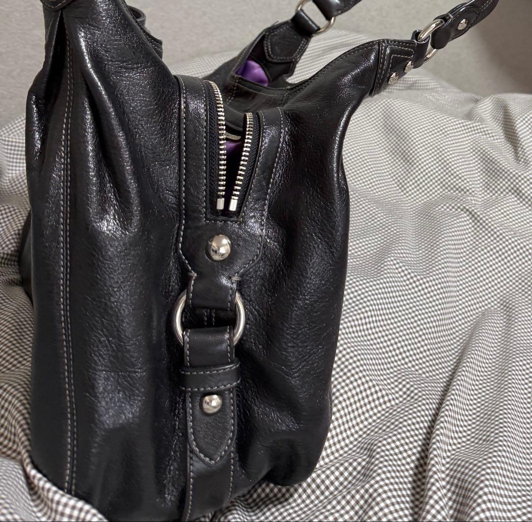 COACH 黒　レザー　ショルダーバッグ