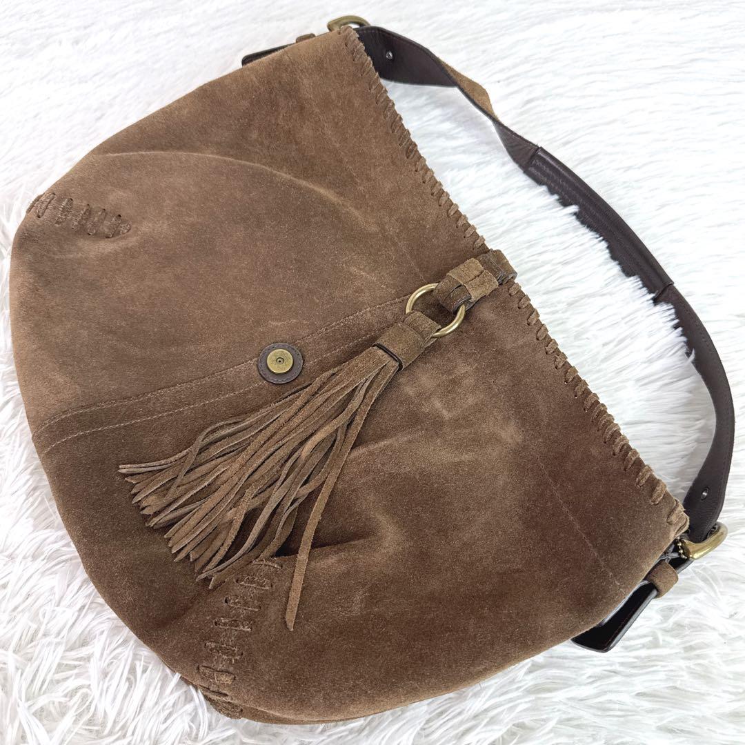 入手困難✨ OLD COACH　ハーフムーン　ワンショルダー　タッセル　スエード