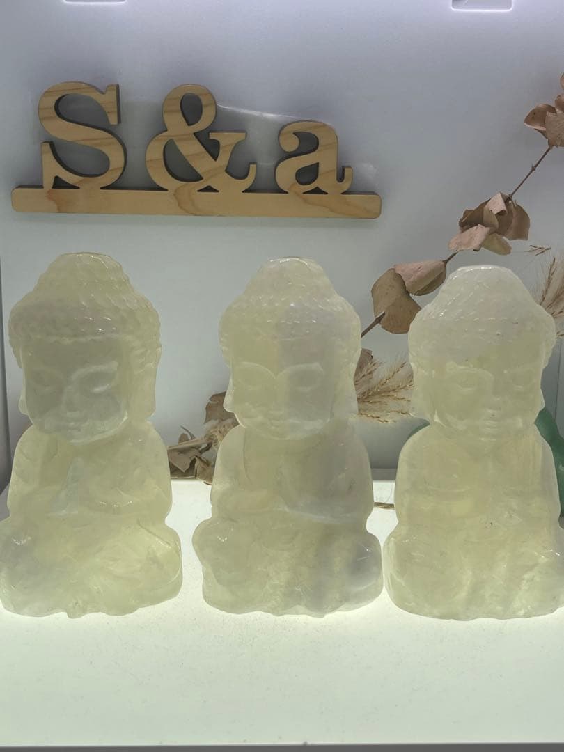 大仏様  シトリン、ローズクォーツ他中サイズ 9体セット