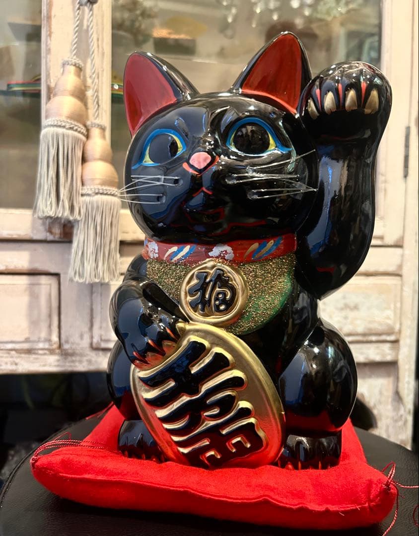 運気上昇&良縁を招く⭐︎招き猫⭐︎常滑焼⭐︎黒⭐︎左手あげ⭐︎貯金箱⭐︎福猫