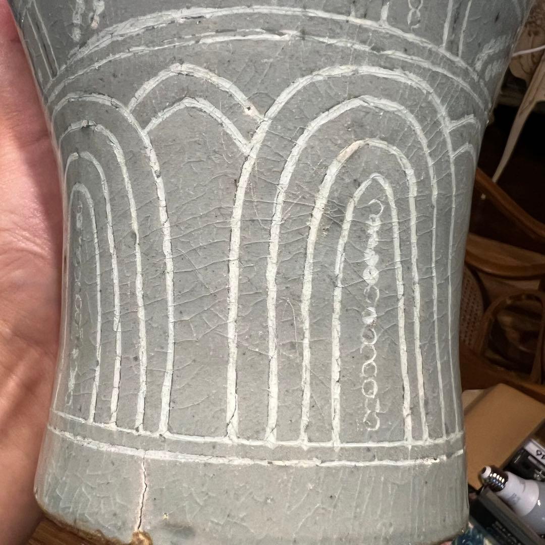 梅瓶 李朝 双魚 遊魚文 梅瓶 朝鮮 古美術 骨董 高麗 青磁 粉青沙器 魚紋