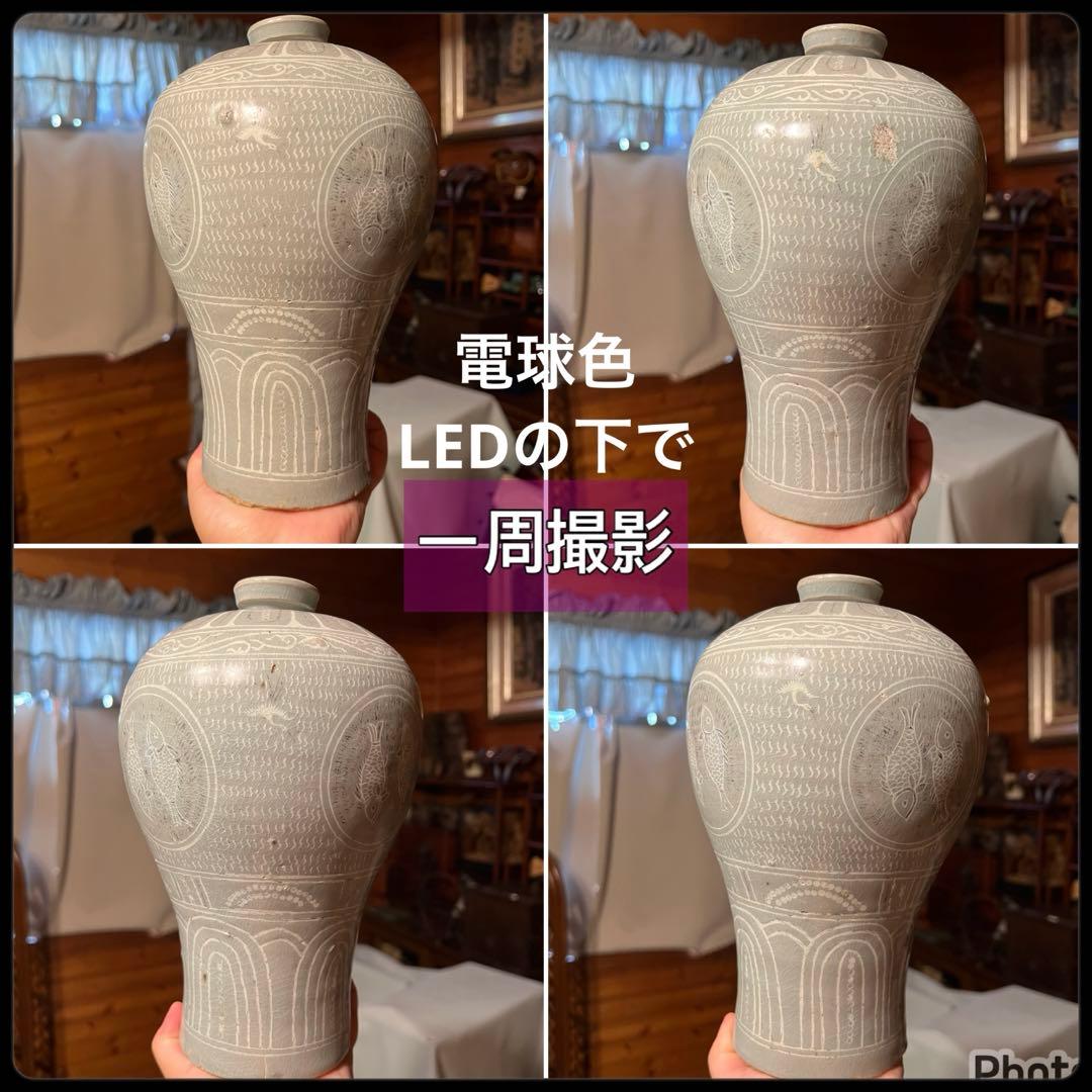 梅瓶 李朝 双魚 遊魚文 梅瓶 朝鮮 古美術 骨董 高麗 青磁 粉青沙器 魚紋