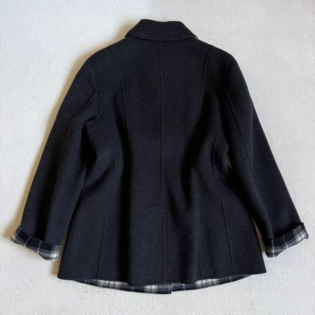 【極美品】バーバリーロンドン ピーコート カシミア混 グレーブラック 11号
