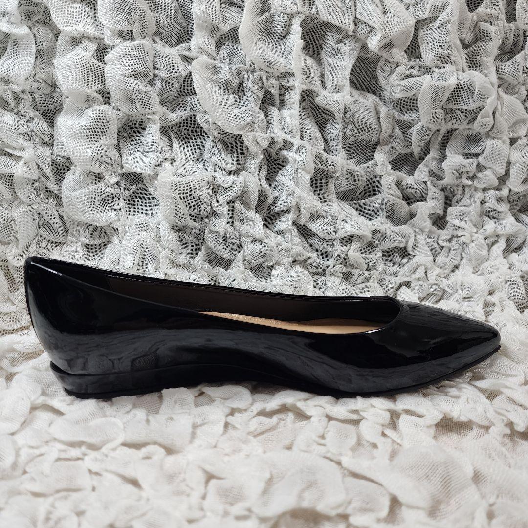 未使用 ファビオルスコーニ アーモンドトゥ エナメル フラット パンプス