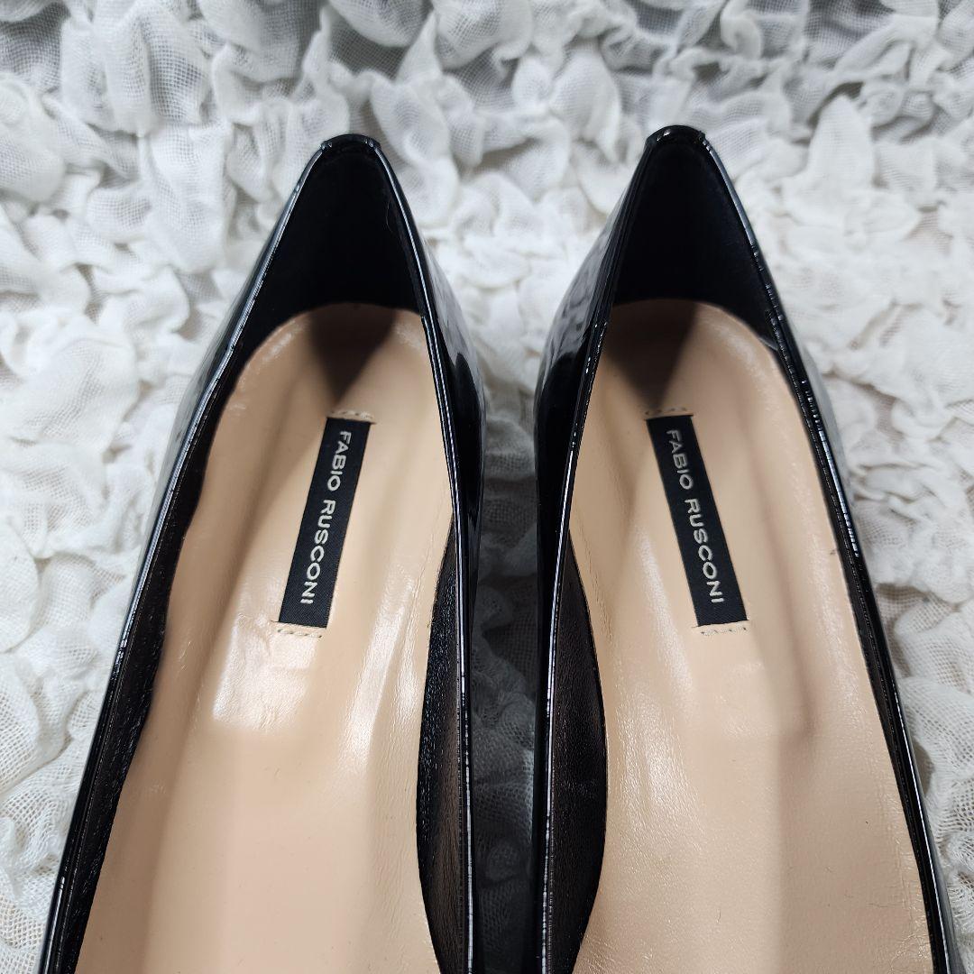 未使用 ファビオルスコーニ アーモンドトゥ エナメル フラット パンプス