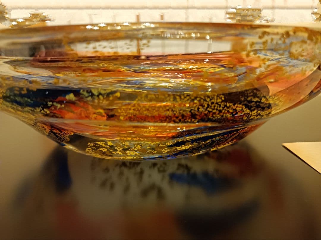 資産に☆各務満　「久りすたる菓子皿」　大皿　金箔　作家物　カガミクリスタル