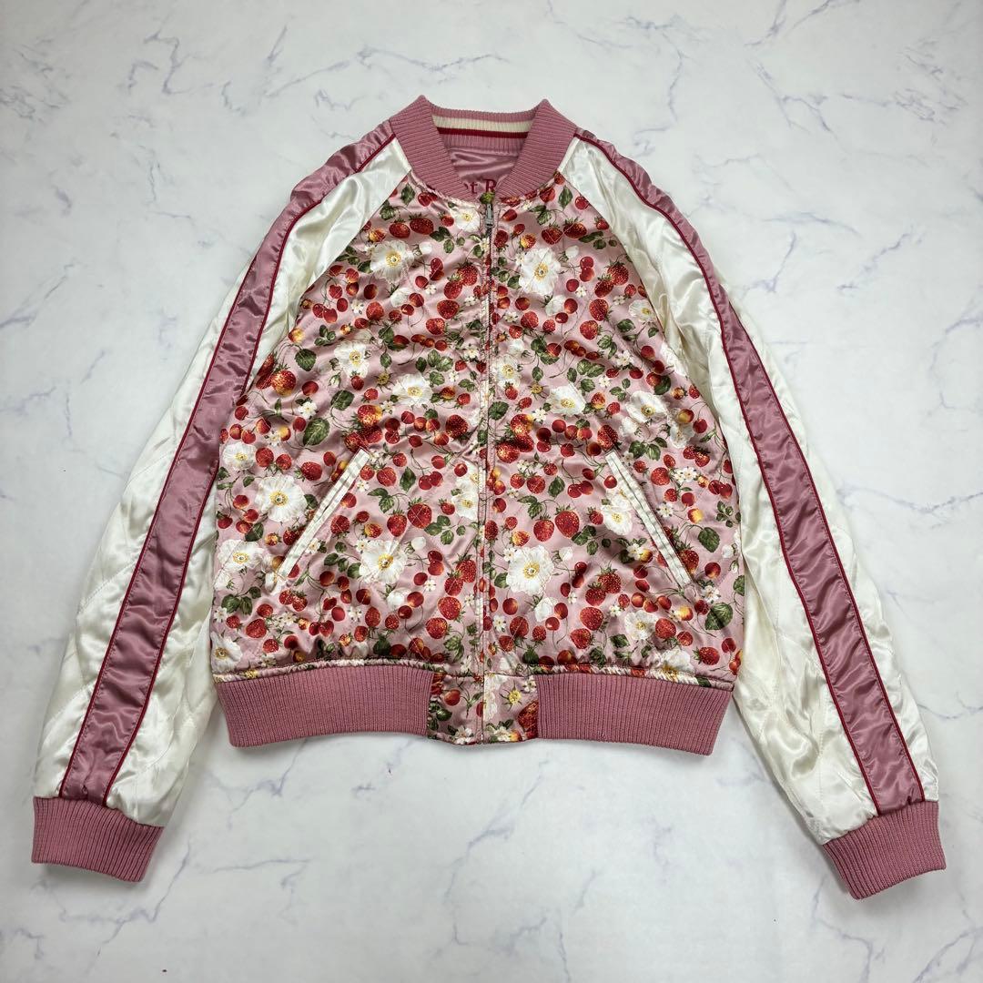 ピンクハウス　リバーシブル✨スカジャン　ブルゾン　いちご刺繍　さくらんぼ