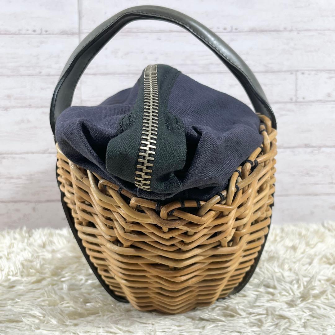 ✨美品 エバゴス かごバッグ オイルショルダーレザー ミラー バスケット型