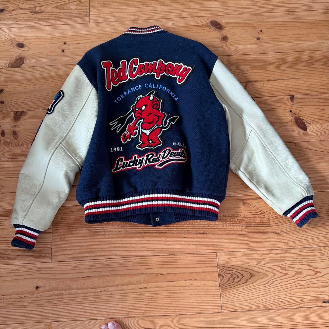 【激レア！300着限定】TEDMAN スタジャン 袖レザー 紺 42( L )