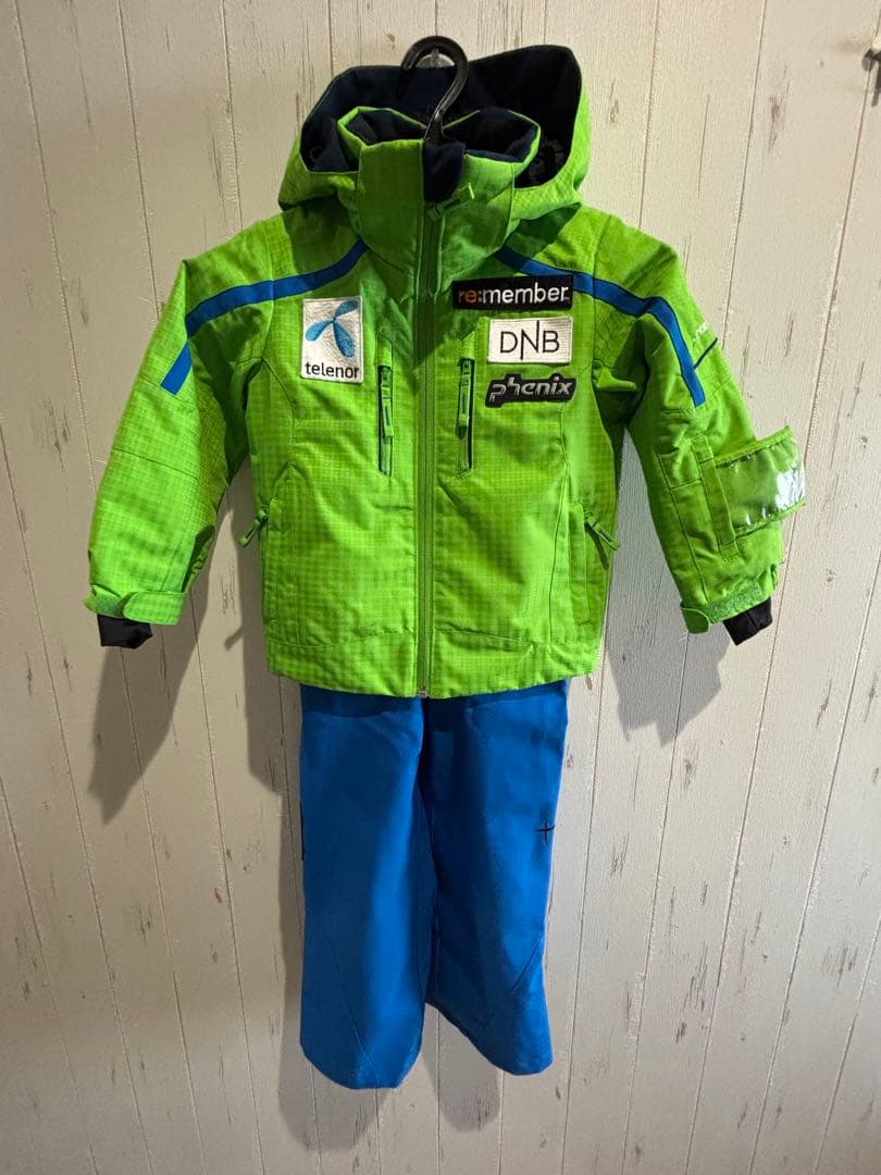 子ども用スキーウェア 緑色/青色 phenix