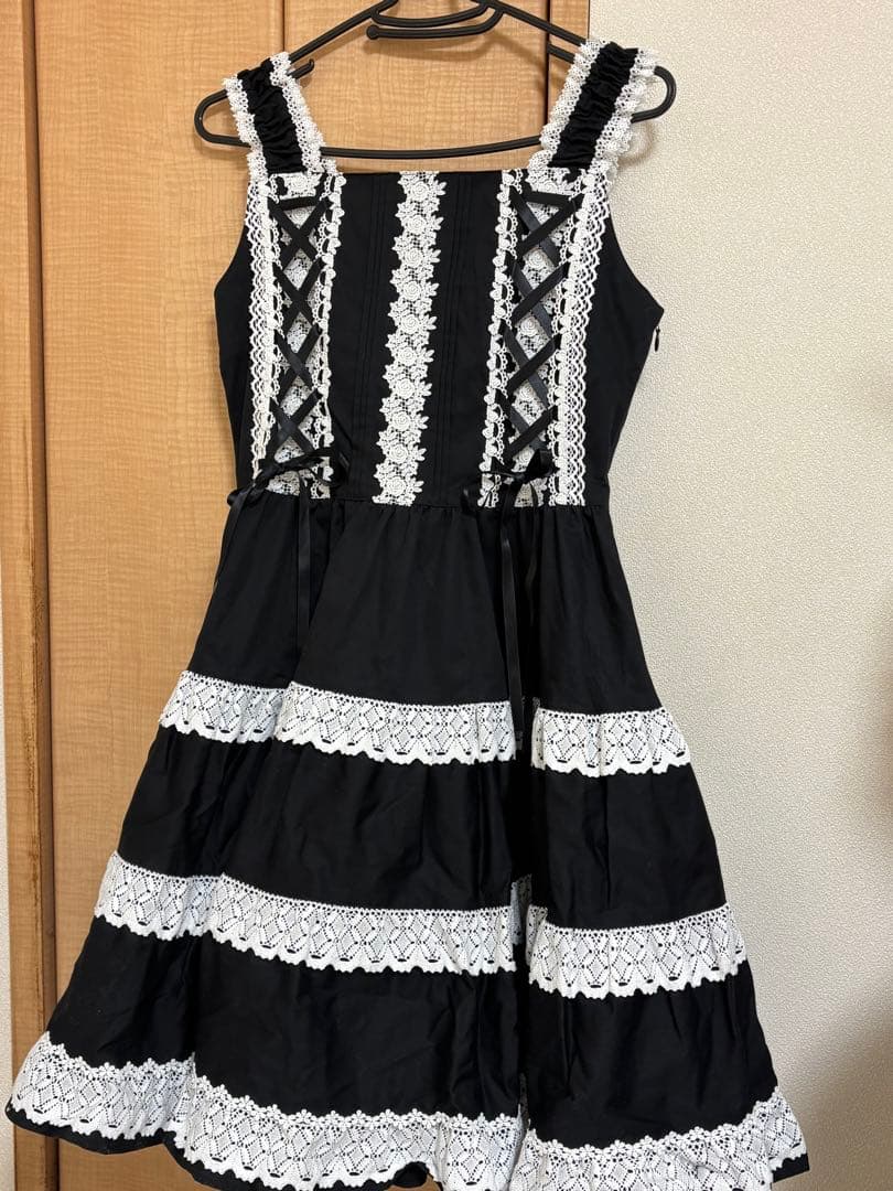 ミルフィーユジャンパースカート　BABY 黒×オフ白