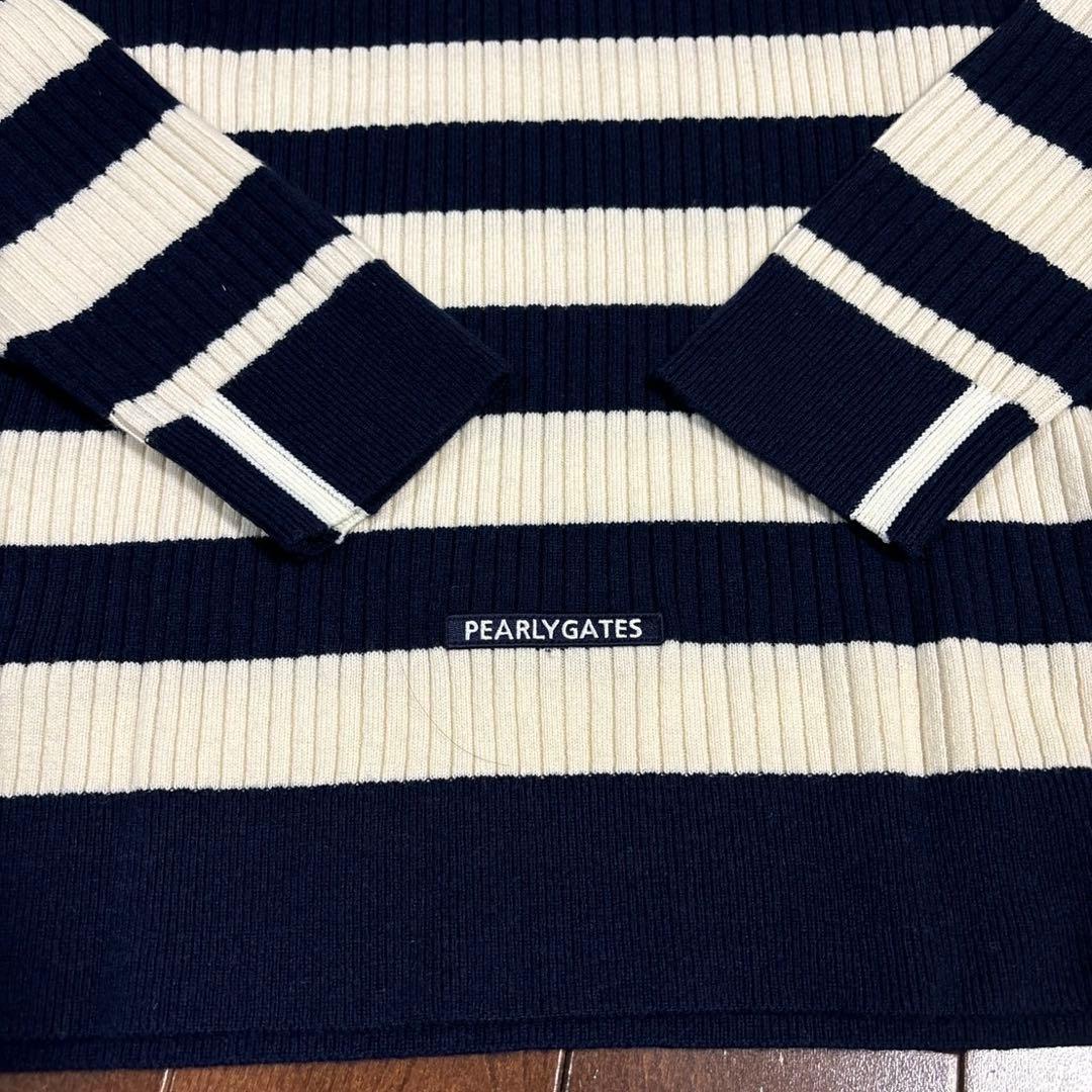 パーリーゲイツ　ウールカシミヤ　ボーダー柄ハイネックサイズ5