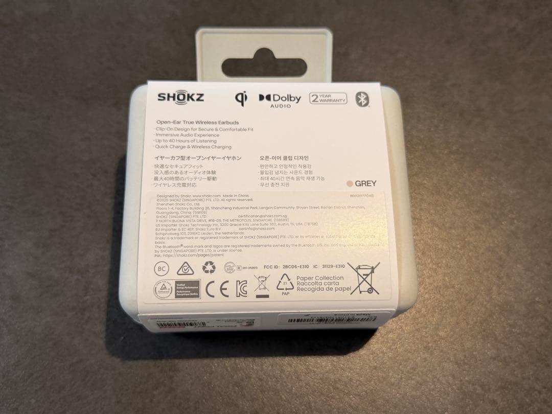SHOKZ OPENDOTS ONE ワイヤレスイヤホン グレー