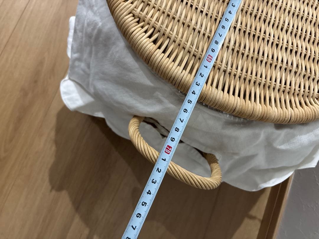 籐製オーバル型フタ付きバスケット　カゴ　収納　大型　内布付き