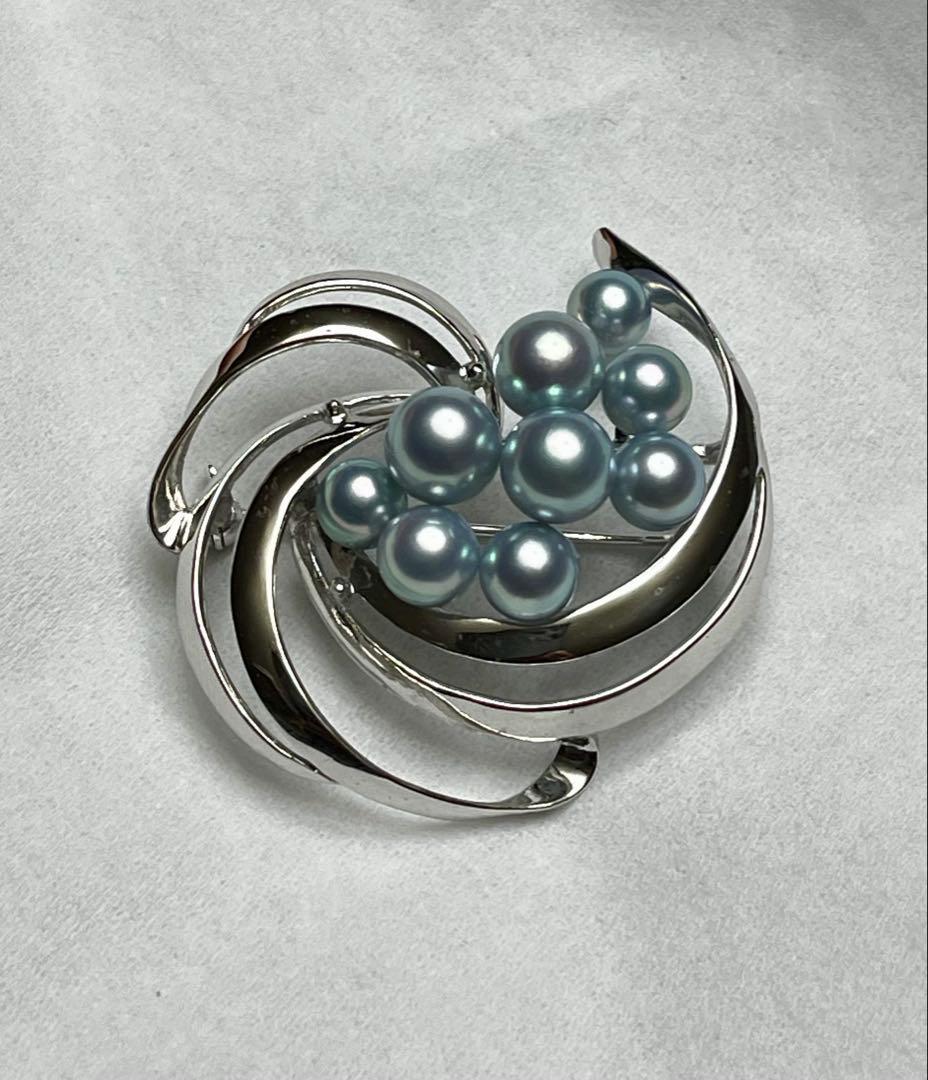 TASAKI 希少 美品 田崎真珠 ブルーパール ブローチ ベビーパール 黒真珠