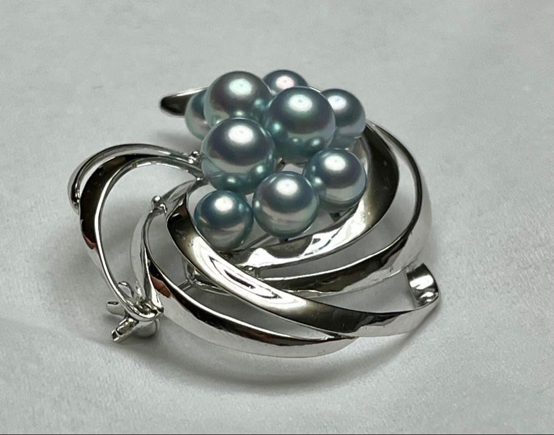 TASAKI 希少 美品 田崎真珠 ブルーパール ブローチ ベビーパール 黒真珠