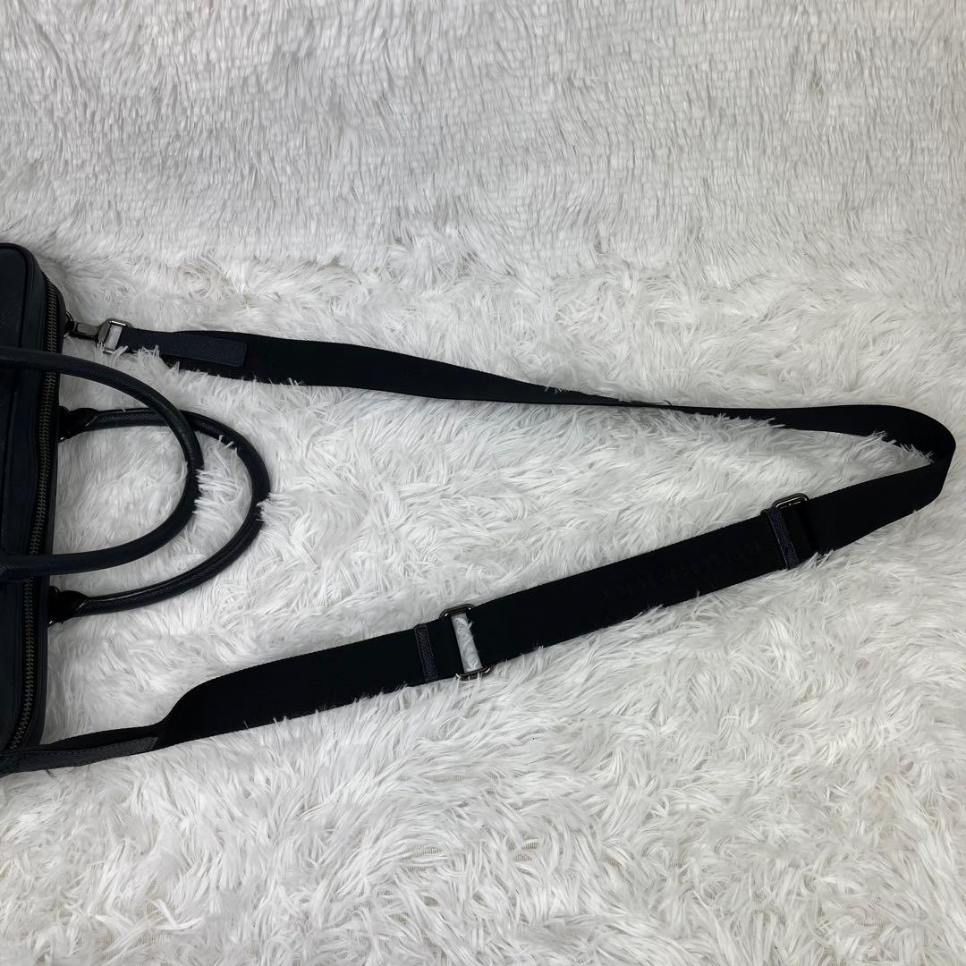 BURBERRY ビジネスバッグ　2way オールレザー　ネイビー