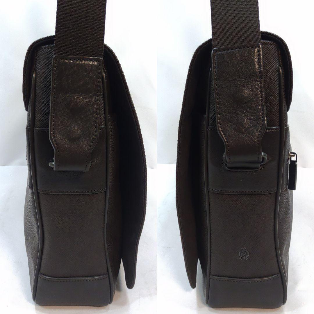 【美品】ダンヒル メッセンジャーバッグ レザー×PVC A4可 総柄 ブラウン