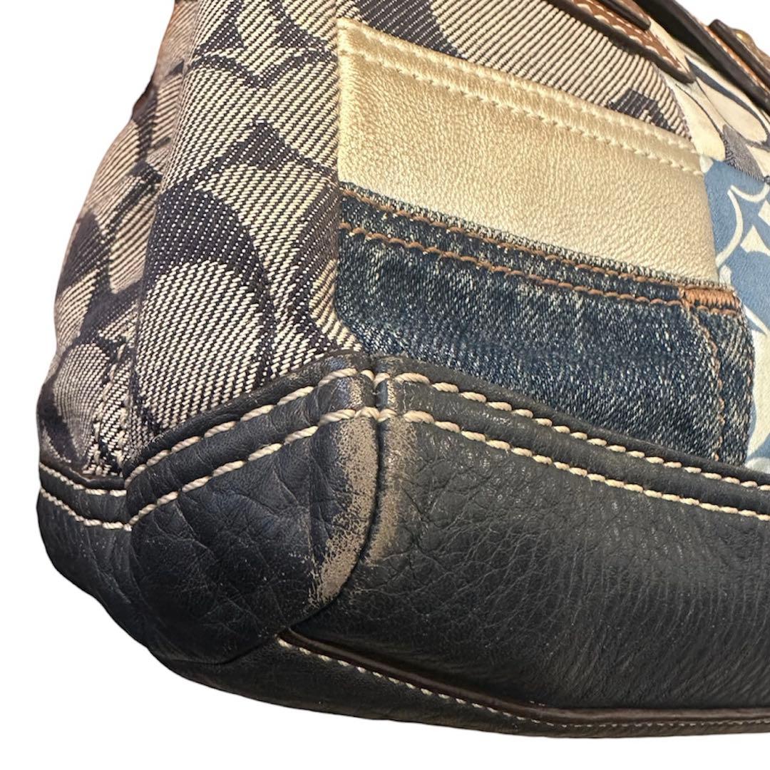 コーチ　ハンドバッグ　ターンロック　パッチワーク　デニム　肩掛け　10816