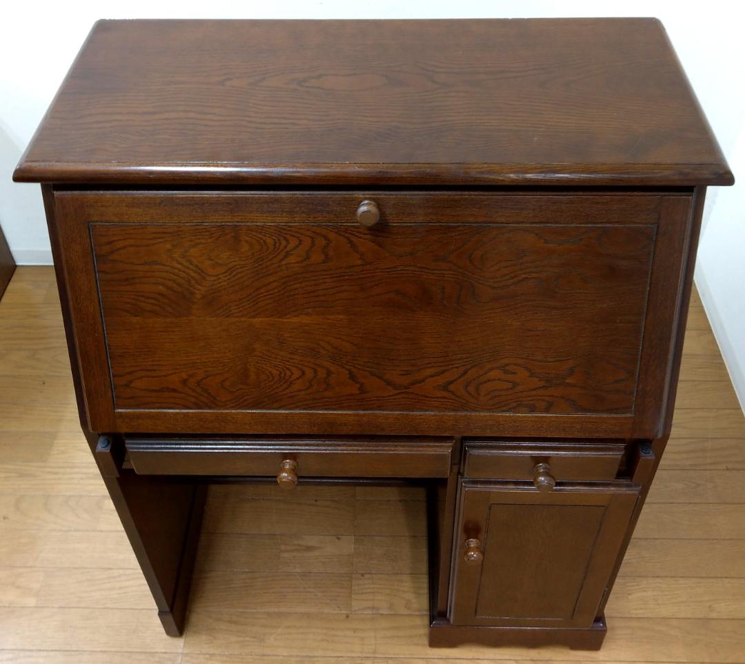 程度良 越後民芸 欅 渦杢 杢目 ライティングデスク ビューロー パソコンデスク