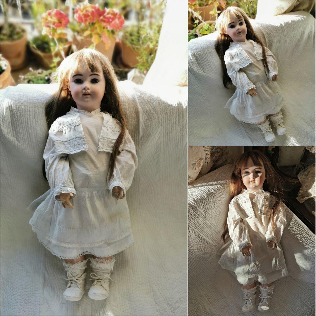 アンティークドイツ シモン＆ハルビックビスクドール 美少女人形コットンドレス靴付