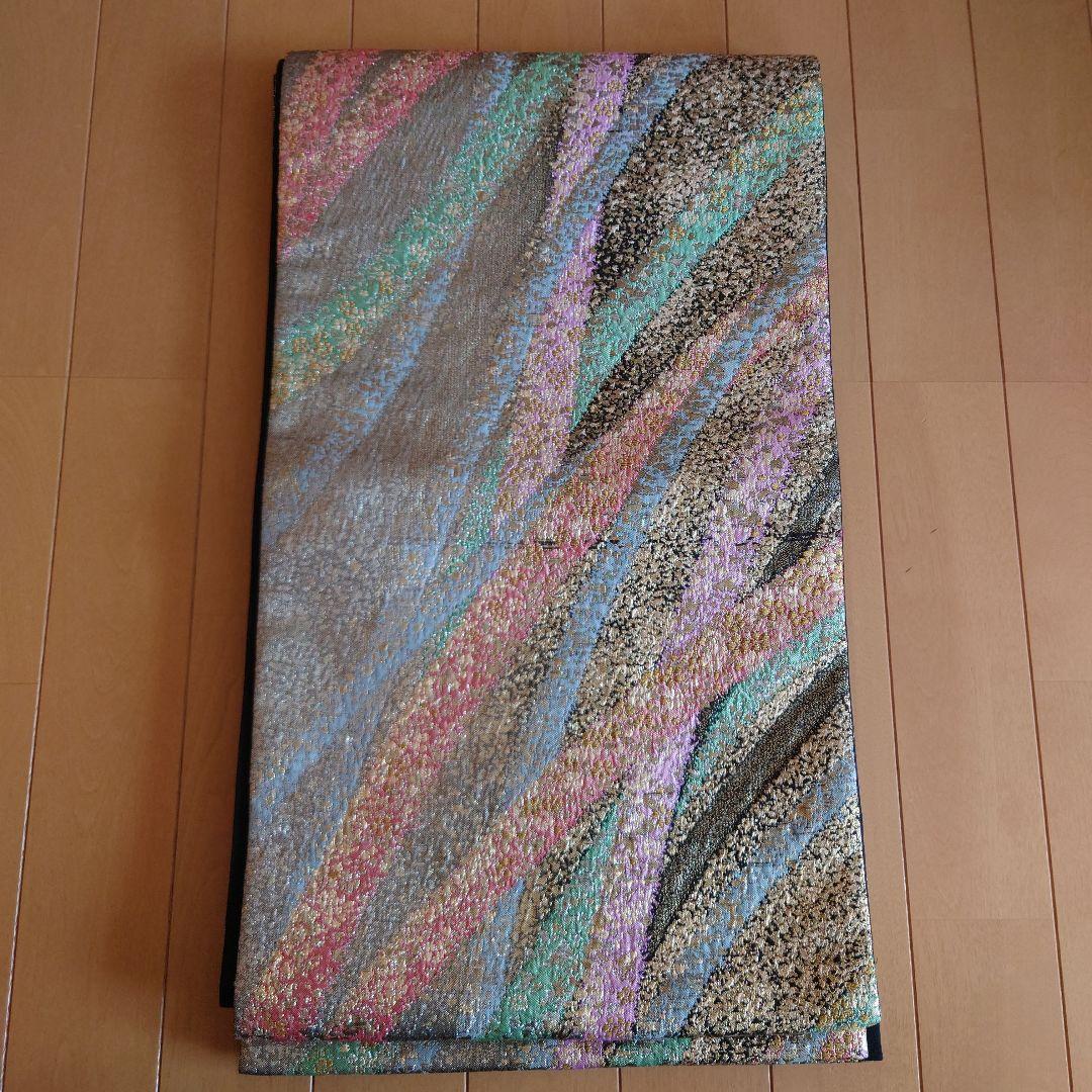 新春特価【美品】訪問着フルセット　地紙花文　金銀彩　正絹　袷　六通袋帯