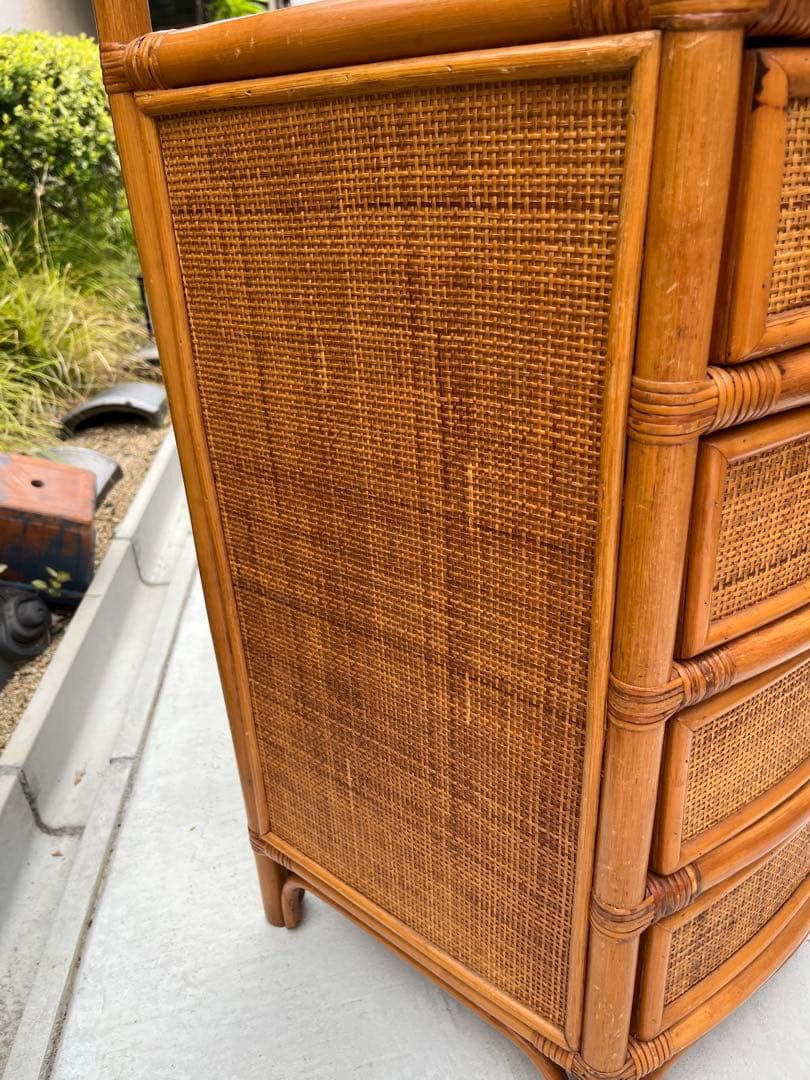 籐 ラタン ドレッサー チェスト ミラー 鏡 引き出し インテリア