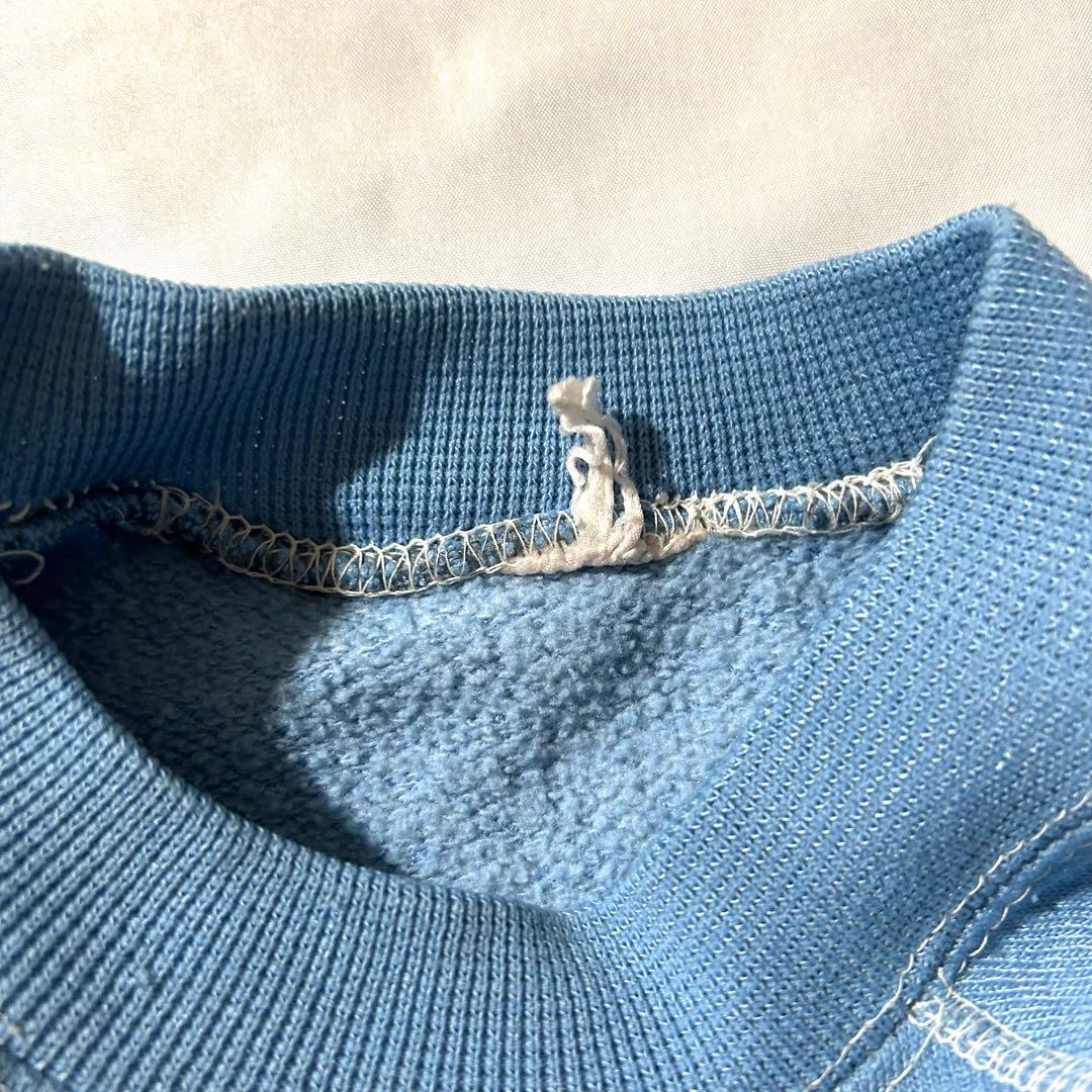 80sミッキーマウスプリント 白足 スウェット vintage 水色 短丈