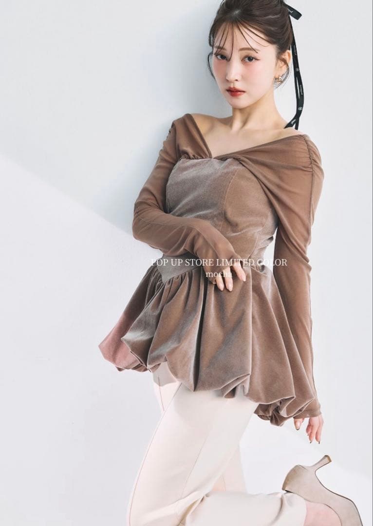 poláura ポローラ ビスチェドッキングバルーントップス mocha