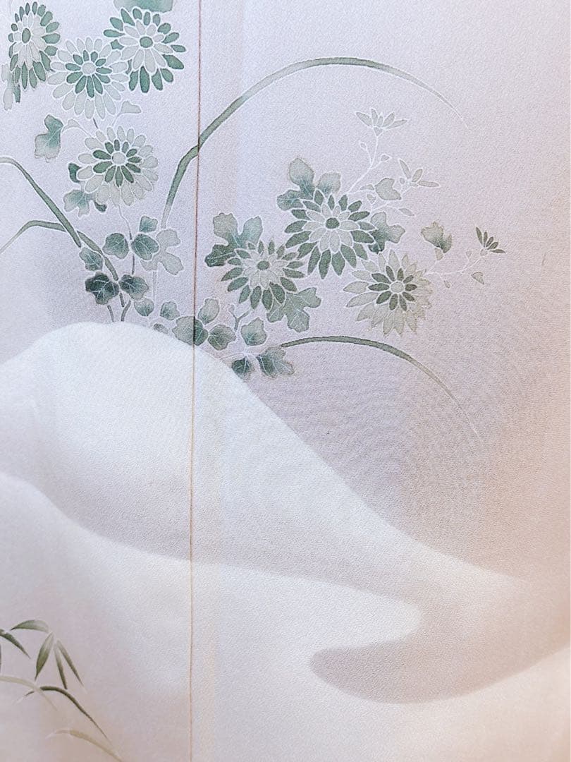 正絹　付け下げ　フルセット　裄65 卒業式　入学式　お宮参　袋帯 S グレー　白